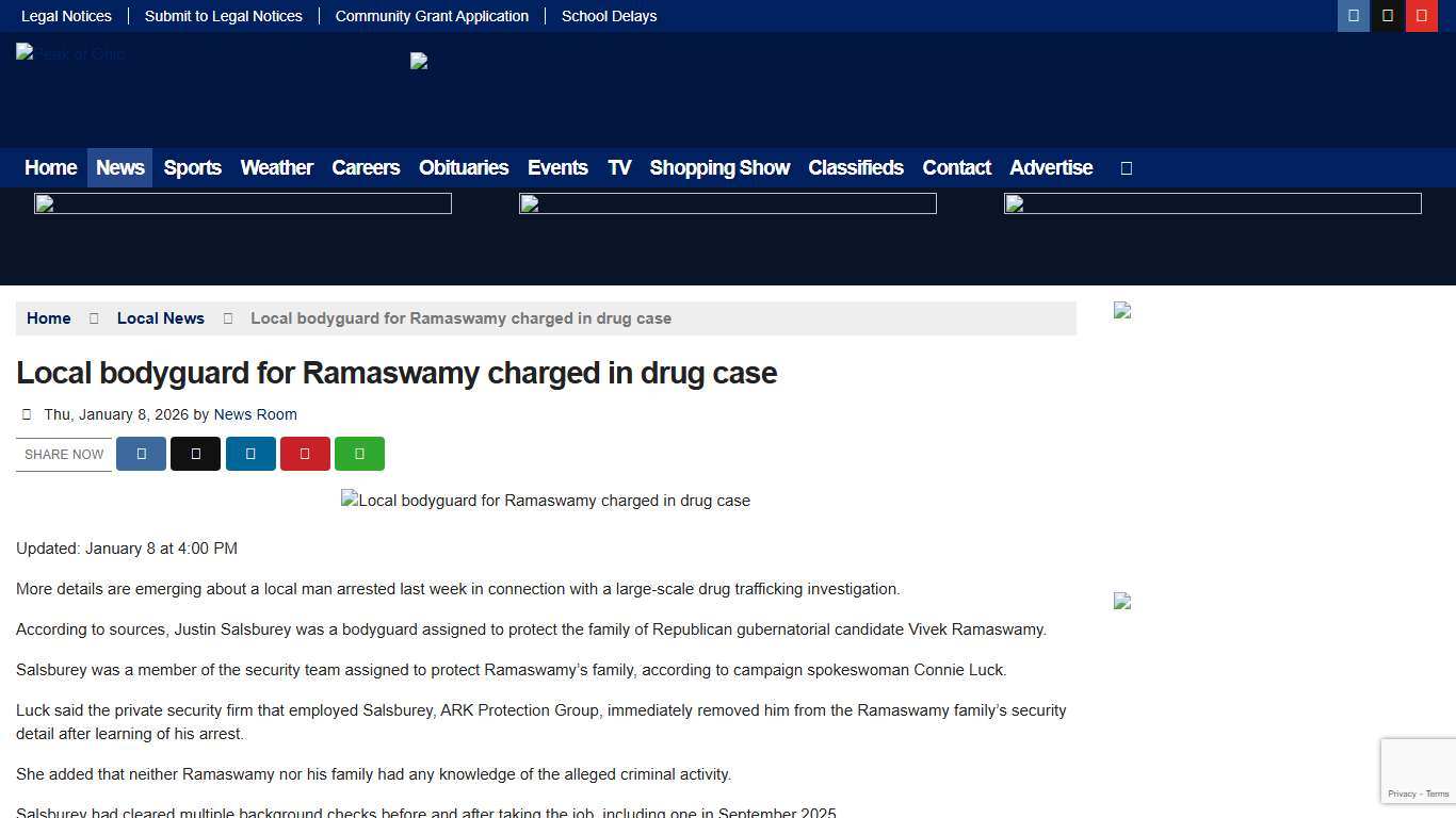 Local bodyguard for Ramaswamy charged in drug case – Peak of Ohio